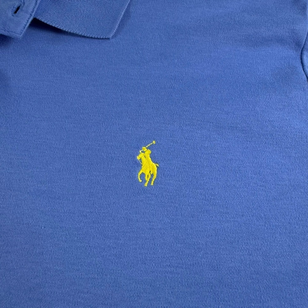 Polo Ralph Lauren Mens XXL Custom Fit Blue Short Sleeve Yellow Pony Polo Shirt - Picture 4 of 9